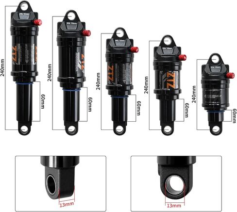 Mountain Bike Rear Shock, Air Pressure Shock Absorbers,165mm, 35mm Travel, Hydraulic Rear Suspension Shock for Mtb/e-bike in Kuwait