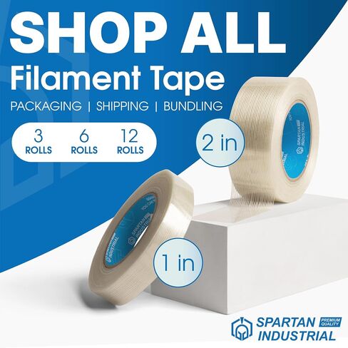 Spartan Industrial - 1" X 60 yd Fiberglass Filament Tape - 3 Tape Rolls for Heavy Boxes, Pallets, and More, Durable 6 Mil in Kuwait