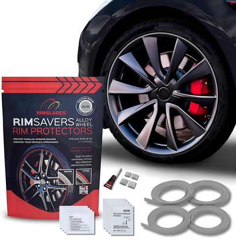 واقيات حافة سوداء للعجلات المعدنية من Rimsavers - تناسب إطارات تصل إلى 22 بوصة × 4 | ملحقات سيارة خارجية سهلة الاستخدام | تحمي من الطفح الجلدي in Kuwait