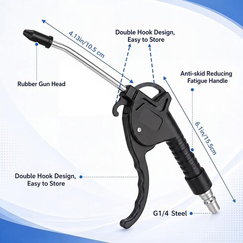 Honoson 20 Pcs Air Blower Guns Pistols Bulk Long Air Nozzles for Compressor with 4 Inch Long Angled Bent Stainless Steel Nozzles for Industrial Household Removing Dust Cleaning Car Detailing in Kuwait