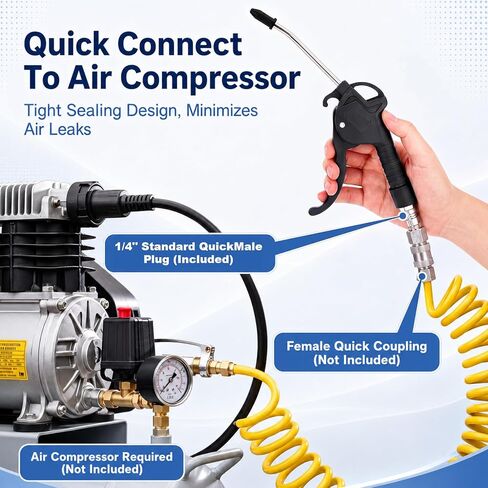 Honoson 20 Pcs Air Blower Guns Pistols Bulk Long Air Nozzles for Compressor with 4 Inch Long Angled Bent Stainless Steel Nozzles for Industrial Household Removing Dust Cleaning Car Detailing in Kuwait