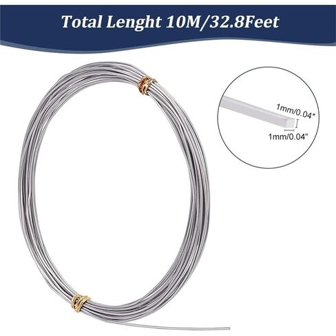32.8ft 18 Gauge Square Aluminum Wire, Metal Craft for Bonsai Trees Flower, 1pc in Saudi Arabia