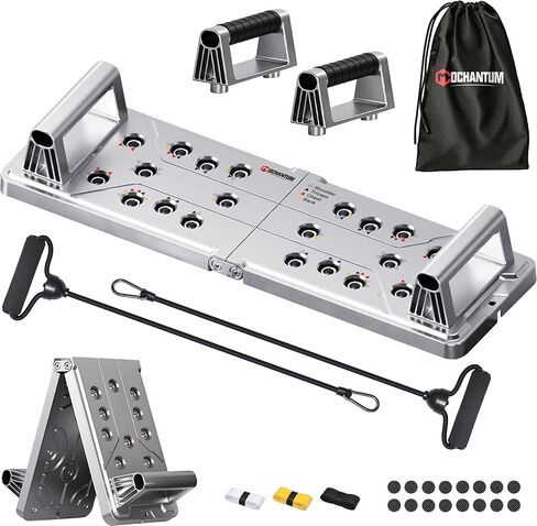 Pro Aluminum Push Up Board with Resistance Bands - 2026 Upgrade 1100 Lbs Heavy Duty Color-Coded Home Gym Equipment for Men, Women & Fitness Lovers with Metal Handles, Anti-Slip Pads & Carry Bag in Kuwait