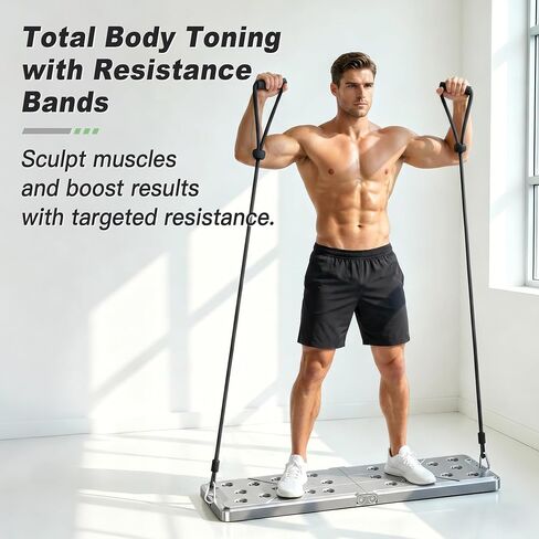 Pro Aluminum Push Up Board with Resistance Bands - 2026 Upgrade 1100 Lbs Heavy Duty Color-Coded Home Gym Equipment for Men, Women & Fitness Lovers with Metal Handles, Anti-Slip Pads & Carry Bag in Kuwait
