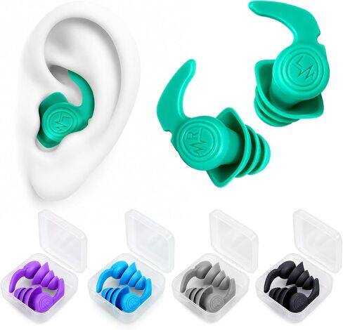 Swimming Ear Plugs, 5 Pairs Reusable Waterproof Ear Plugs for Swimming Adults & Teens, Soft Silicone Swim Earplugs with Individual Cases, Noise Reducing for Shower, Sleeping, Surfing, Travel in Kuwait