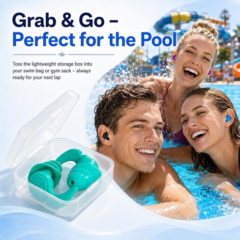 Swimming Ear Plugs, 5 Pairs Reusable Waterproof Ear Plugs for Swimming Adults & Teens, Soft Silicone Swim Earplugs with Individual Cases, Noise Reducing for Shower, Sleeping, Surfing, Travel in Kuwait