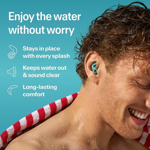Alpine WaterSafe - Ear Plugs for Swimming - Keep Water Out, Hear Sound, Secure Fit, Soft, Comfortable, Reusable - for Swimmers, Surfing, Showering & Water Sports - Incl 2 Sizes - 1 Pair in Kuwait