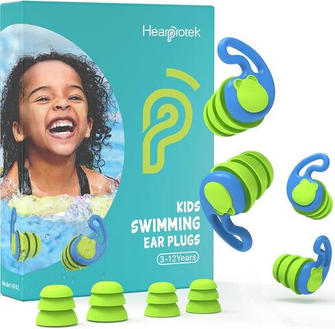2 Pairs Swimming Ear Plugs for 3-12yrs Kids, Reusable Silicone Waterproof Earplugs for Small Ear canals Toddlers Child Ear Protection for Swim Ear,Bath,Pool,Water Sports and Shower (Purple) in Kuwait