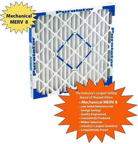 Assigned by Sterling Seal & Supply, (STCC) HI-16x24x2x12CS.DSC 16x24x2, Furnace Air Filter, Purolator Hi-E 40 Extended Surface, Mechanical MERV 8, 15-3/8"L x 23-3/8"H x 1-3/4"D - DSC (Pack of 12) in Kuwait