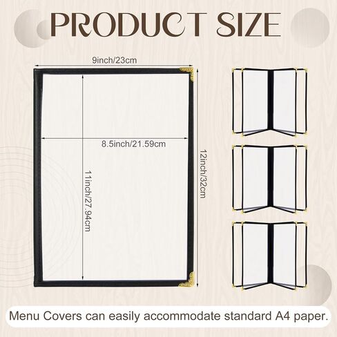 4 Pack Restaurant Menu Covers with Erasable Pen and Whiteboard Eraser, 8.5 x 11 Inch 4-Page 8-View Double Clear Plastic Menu Covers Waterproof A4 Paper Holders for Home Bar Cafe Restaurant in Kuwait