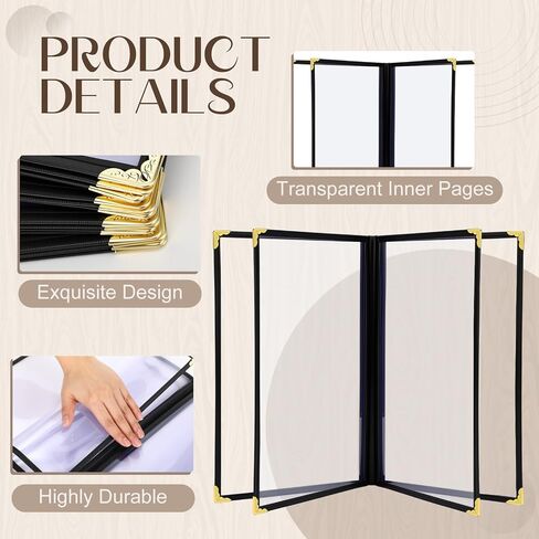 4 Pack Restaurant Menu Covers with Erasable Pen and Whiteboard Eraser, 8.5 x 11 Inch 4-Page 8-View Double Clear Plastic Menu Covers Waterproof A4 Paper Holders for Home Bar Cafe Restaurant in Kuwait