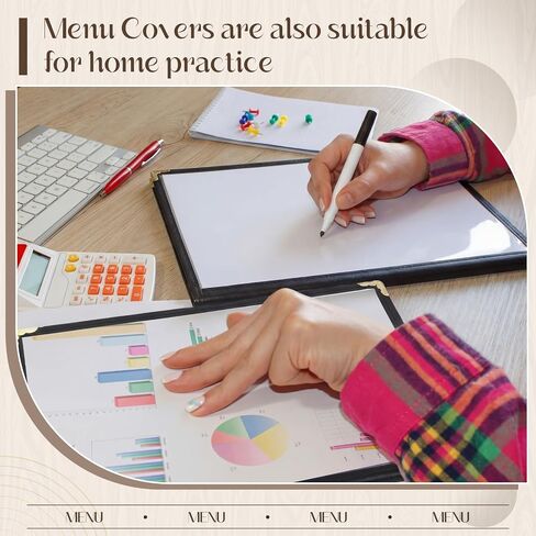4 Pack Restaurant Menu Covers with Erasable Pen and Whiteboard Eraser, 8.5 x 11 Inch 4-Page 8-View Double Clear Plastic Menu Covers Waterproof A4 Paper Holders for Home Bar Cafe Restaurant in Kuwait