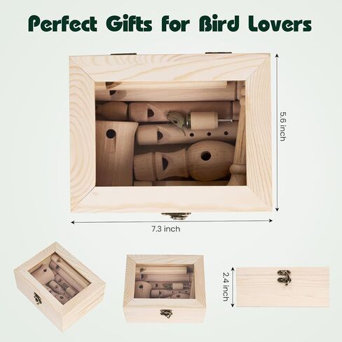 10-Piece Handcrafted Wooden Bird Call Set, Bird Call Whistle Encased in Acrylic Wooden Box, Bird Whistle for Bird Watching Gifts, Bird Call Games, Bird Lover Gifts, Unique Gifts for Bird Lovers in Kuwait