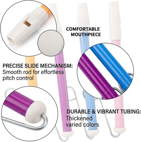4Pcs Slide Whistle, Slide Whistle for Adults, Professional Siren Whistle Set, Musical Instrument with Pull Rod Mechanism, Oral Muscle Training, Educational Games, Birthday Gifts in Saudi Arabia