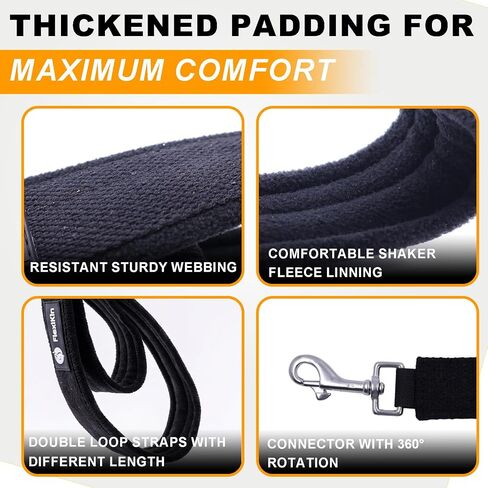 Pilates Double Loop Straps - Thickened Poly-Cotton with Stainless Steel Swivel Snap Hooks - Double Layer Fleece Lined Hand & Foot Straps for Reformer, Professional Grade, 1 Pair in Kuwait