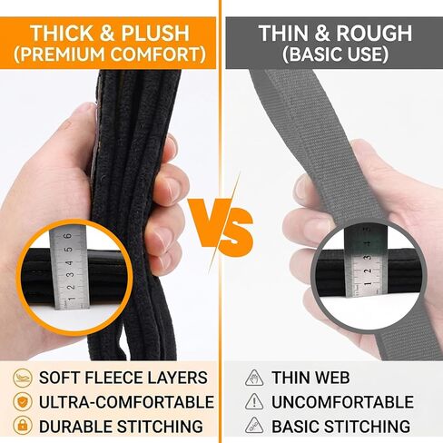 Pilates Double Loop Straps - Thickened Poly-Cotton with Stainless Steel Swivel Snap Hooks - Double Layer Fleece Lined Hand & Foot Straps for Reformer, Professional Grade, 1 Pair in Kuwait