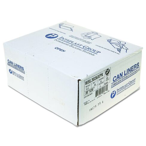 بطانة علب منخفضة الكثافة من Inteplast Group SL3036XPK، 30 × 36، 30 جالون، 0.90 مل، أسود، لفة 25 (علبة مكونة من 8 لفات) in Kuwait