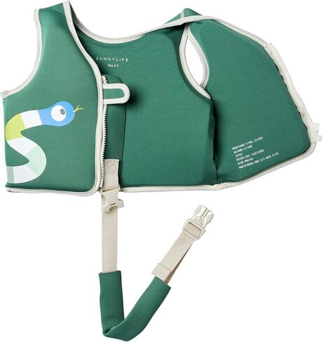 SUNNYLiFE Swim Vest, 2-3 Years, Into The Jungle Green, EPE/Natural Rubber/Polyester, 14.57x12.8x1.97 Inches, 1.38 lbs in Kuwait