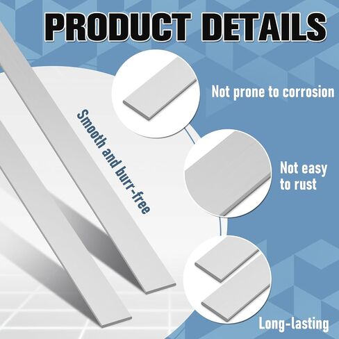 Hicarer 4 Pack 6061 Aluminum Flat Bar 1/8" x 1" x 16" Solid Aluminum Plate, 3mm x 25mm x 406mm Mill Stock Sheet for Industrial, Crafting, Lndustry DIY Projects Solid New Mill Stock in Kuwait