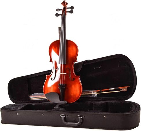 Viola 4/4 Size Dark Brown Gloss Finish with Hard Case, Bow, and Rosin - Professional Musical Instrument for Students in Kuwait