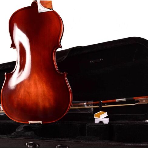 Viola 4/4 Size Dark Brown Gloss Finish with Hard Case, Bow, and Rosin - Professional Musical Instrument for Students in Kuwait
