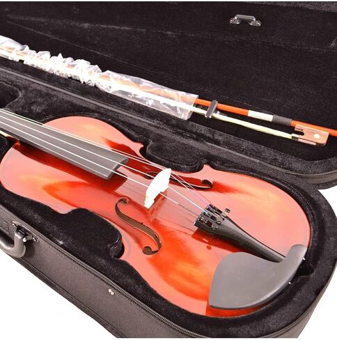 Viola 4/4 Size Dark Brown Gloss Finish with Hard Case, Bow, and Rosin - Professional Musical Instrument for Students in Kuwait