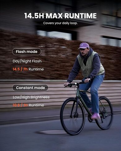 Magicshine URBO FL 48g مصباح دراجة فائق الخفة، مصباح أمامي للدراجة فائق السطوع للتنقل في المناطق الحضرية وركوب الدراجات على الطرق، مقاوم للماء IPX6، حامل سريع التحرير، 900 مللي أمبير في الساعة 14.5 ساعة وقت التشغيل in Kuwait