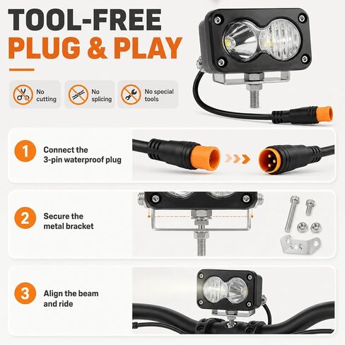 Baja Light for Ridstar Q20,Electric Bike Headlight 20W 6000-6500K Compatible with Ridstar Q20/Q20 Lite/Q20 Pro,3-Pin Plug & Play Baja Light for Ebike,Motorcycle & ATV. in Kuwait