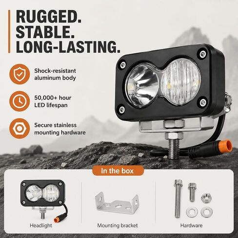 Baja Light for Ridstar Q20,Electric Bike Headlight 20W 6000-6500K Compatible with Ridstar Q20/Q20 Lite/Q20 Pro,3-Pin Plug & Play Baja Light for Ebike,Motorcycle & ATV. in Kuwait