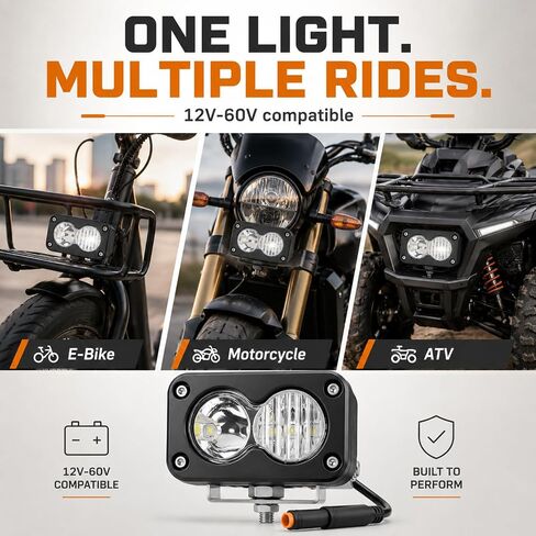Baja Light for Ridstar Q20,Electric Bike Headlight 20W 6000-6500K Compatible with Ridstar Q20/Q20 Lite/Q20 Pro,3-Pin Plug & Play Baja Light for Ebike,Motorcycle & ATV. in Kuwait