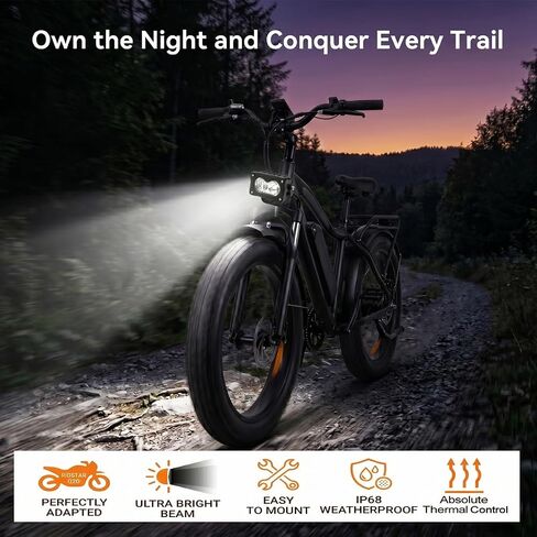 مصباح أمامي Julet Baja Style eBike ذو 2 دبوس لدراجات Rad Power Style 10V-80V 30W من الألومنيوم بالكامل IP68 مصباح أمامي مقاوم للماء متوافق مع حامل مزدوج - تحقق من الموصل قبل الشراء. in Kuwait