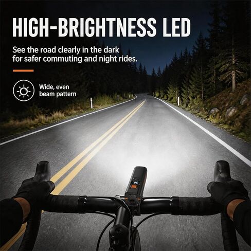 High Lumens Super Bright Bike Lights for Night Riding,Precision Battery Display&Smart Auto Light Sensor,5Modes,USB Rechargeable Bike Headlight,Bicycle Lights for Road,Mountain,Cycling in Kuwait