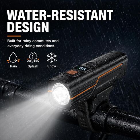 High Lumens Super Bright Bike Lights for Night Riding,Precision Battery Display&Smart Auto Light Sensor,5Modes,USB Rechargeable Bike Headlight,Bicycle Lights for Road,Mountain,Cycling in Kuwait