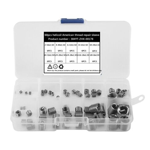 60 Pcs Stainless Steel Wire Thread Repair Inserts – Wire Screw Sleeve Assortment Helical Screw Sleeves for Metal Thread Repair,with Locking Type in Kuwait
