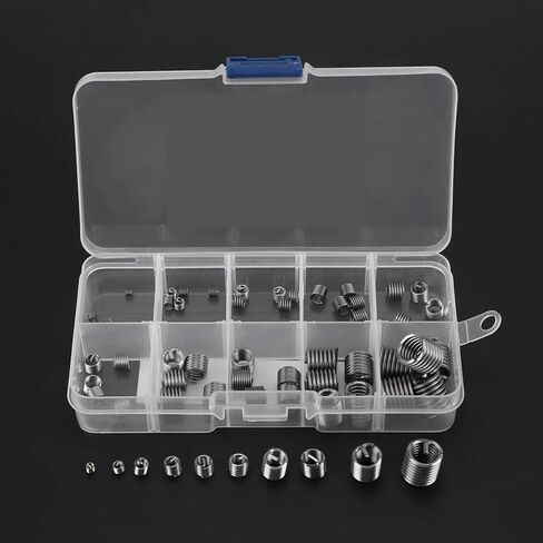 60 Pcs Stainless Steel Wire Thread Repair Inserts – Wire Screw Sleeve Assortment Helical Screw Sleeves for Metal Thread Repair,with Locking Type in Kuwait