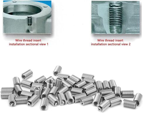 50pcs Wire Thread Insert Kit, 304 Stainless Steel NPT UNC 1/4in‑20 x 1-3D Screws Sleeve Assortment Helical Type Coiled for Automotive Repairs(3D After Installation) in Kuwait