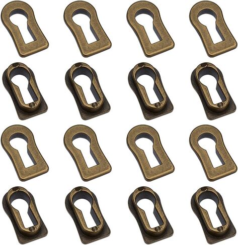 BENECREAT 16pcs Zinc Alloy Keyhole Cover, Keyhole Insert Escutcheon Plate, Antique Furniture Hardware for Cabinet, Door, Dresser, Drawers, Desk Furniture Hardware, Bronze in Kuwait