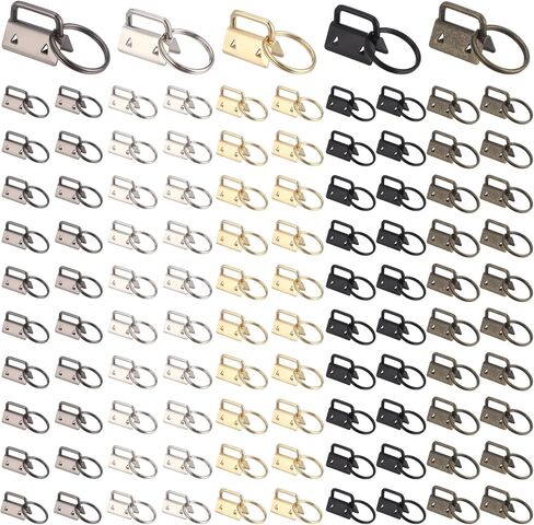 100 Pcs Keychain Fob Hardware Set, 1 Inch Metal Multicolored Tail Clips with Key Rings, Sturdy Lanyard End Fittings for Webbing, DIY Craft Supplies for Wristlet Straps, Keychain Making & Gift Projects in Kuwait