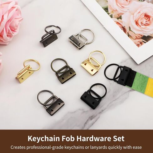 100 Pcs Keychain Fob Hardware Set, 1 Inch Metal Multicolored Tail Clips with Key Rings, Sturdy Lanyard End Fittings for Webbing, DIY Craft Supplies for Wristlet Straps, Keychain Making & Gift Projects in Kuwait