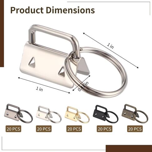 100 Pcs Keychain Fob Hardware Set, 1 Inch Metal Multicolored Tail Clips with Key Rings, Sturdy Lanyard End Fittings for Webbing, DIY Craft Supplies for Wristlet Straps, Keychain Making & Gift Projects in Kuwait