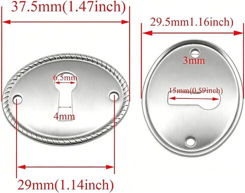 10PCS Silver Oval Vintage Keyhole Covers 35x27mm Antique Key Plate Door Cover Decorative for Cabinet, Door, Dresser, Drawers, Desk Furniture Hardware in Kuwait