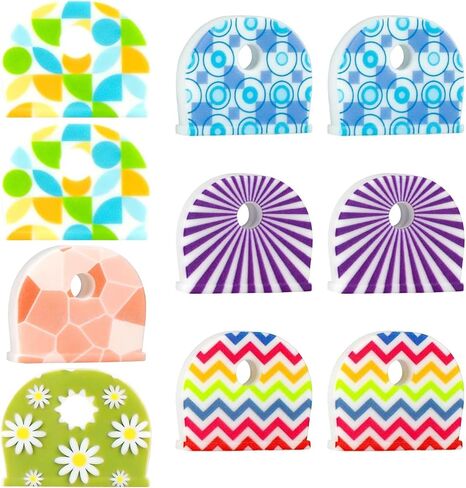 10 Pcs Silicone Colorful Floral Key Caps Novelty Designs Covers Rings Identifiers in Kuwait