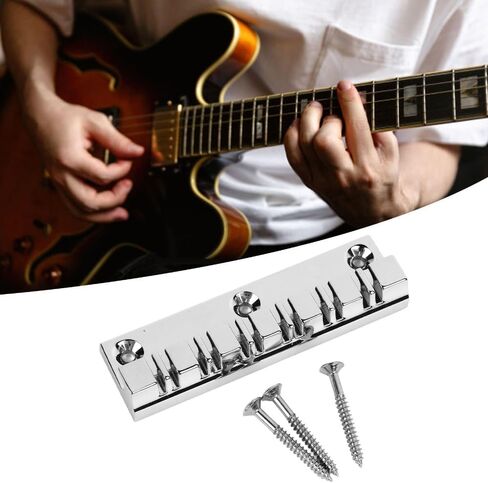 12-String Metal Guitar Tailpiece - Fixed Hardtop Bridge for Electric Guitars, Chrome-Plated Top-Load Saddle for Stable Sound & Enhanced Performance‌ in Kuwait