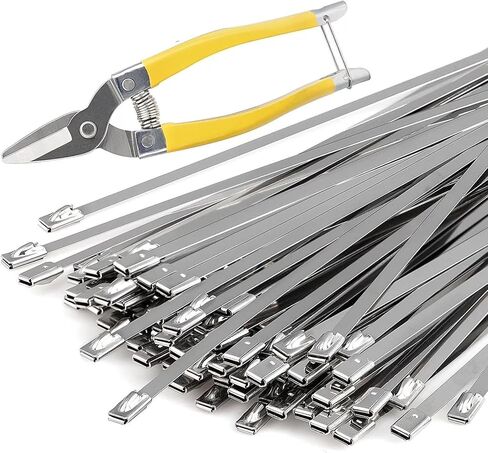 100 Pieces 11.8 Inches Metal Zip Ties 7 Inch Miter Shears Suit in Kuwait