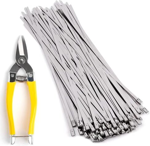 100 Pieces 11.8 Inches Metal Zip Ties 7 Inch Miter Shears Suit in Kuwait