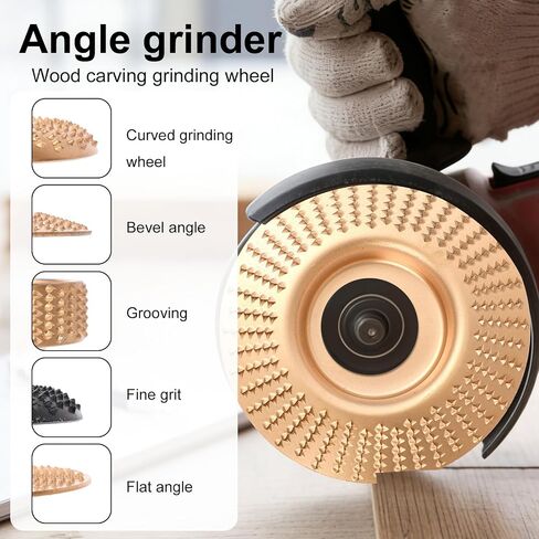 14pcs Angle Grinder Wood Carving Discs Set for 4" or 4.5" Angle Grinders, Include Various Wood Grinding Wheel Cutting Various Rotary Burr and 5/8" Adapter Rings Attachments Woodworking Shaping in Kuwait