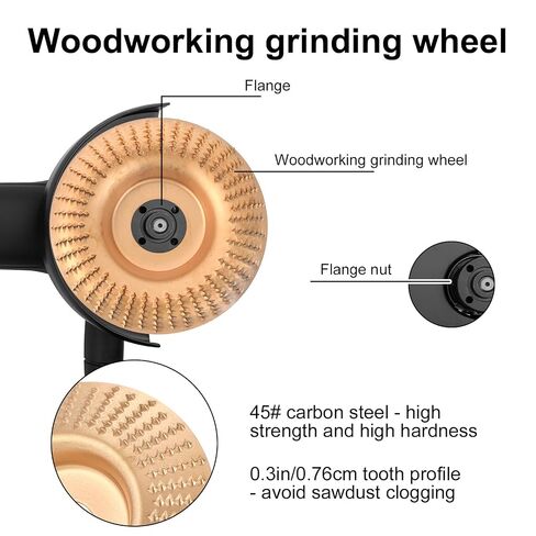 14pcs Angle Grinder Wood Carving Discs Set for 4" or 4.5" Angle Grinders, Include Various Wood Grinding Wheel Cutting Various Rotary Burr and 5/8" Adapter Rings Attachments Woodworking Shaping in Kuwait