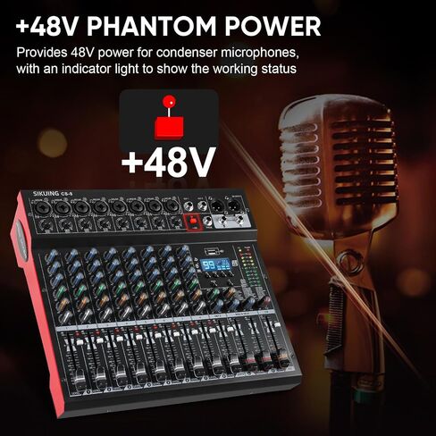 8 Channel Mixer, Professional Audio Mixing Console Studio DJ Board with Bluetooth, 99 DSP Effect,USB Recording, 48V Phantom Power, Reverb, MP3 Player for Live Sound Karaoke Performance in Saudi Arabia
