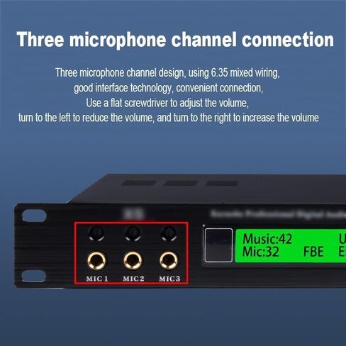 X5 Karaoke Professional Digital Audio Processor, Dsp Digital Reverberation Anti-Howling, Support 5.1 Channel Output, 3 Microphone Channel, with LCD Display, for Speaker, Home Theater in Kuwait
