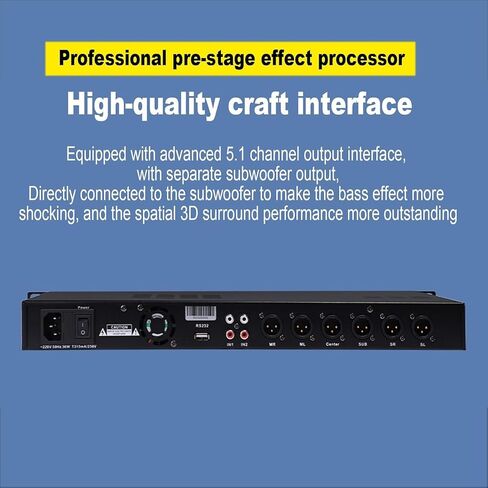 X5 Karaoke Professional Digital Audio Processor, Dsp Digital Reverberation Anti-Howling, Support 5.1 Channel Output, 3 Microphone Channel, with LCD Display, for Speaker, Home Theater in Kuwait